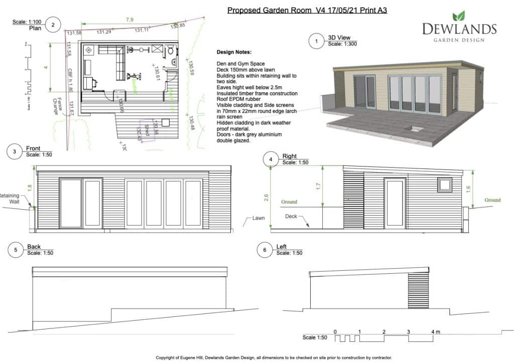 Garden Room drawings for planning permission design build Sussex Kent