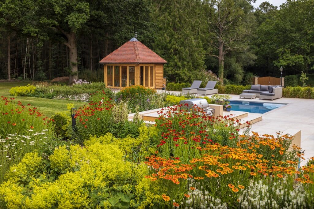Garden office pool house and garden design build Sussex Kent